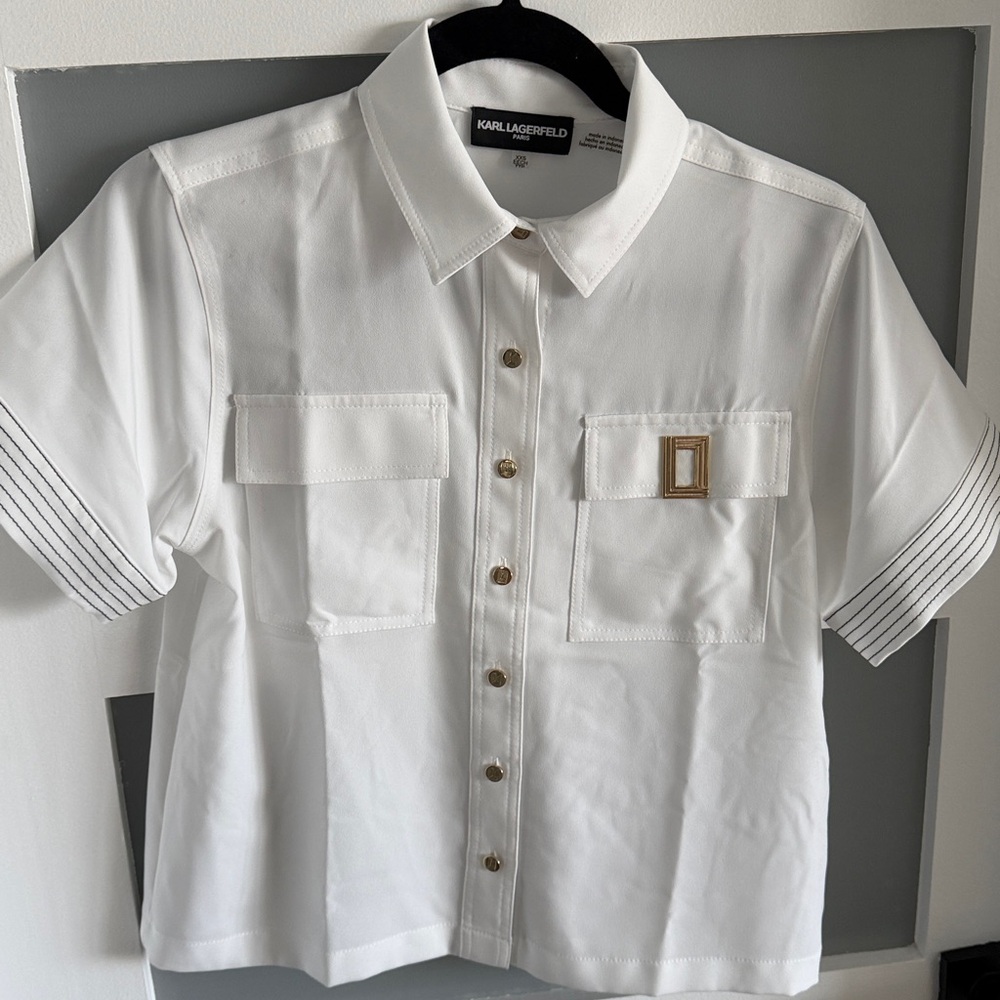 Karl Lagerfeld White Short Sleeve Blouse